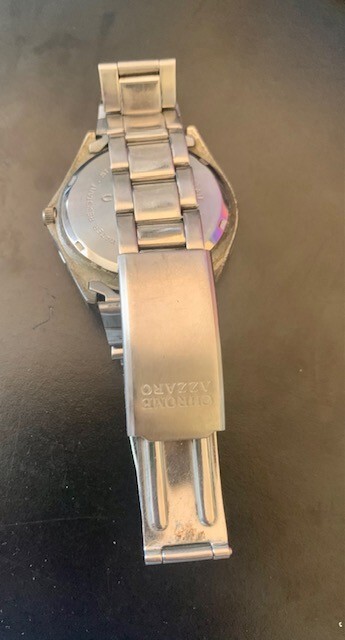 Chrome Azzaro Paris Watch Silver Chrome Casing / Blue Face Collectible Watch