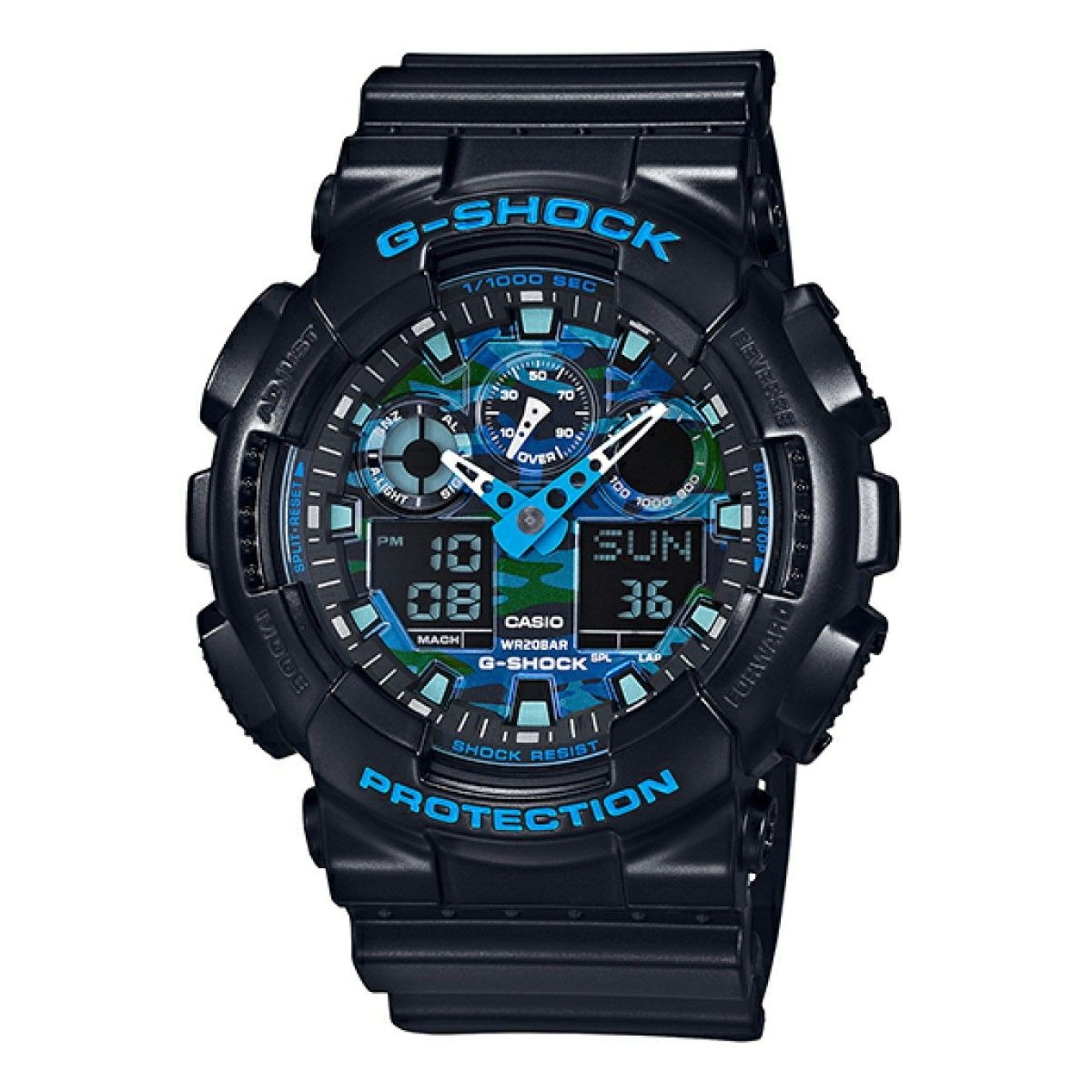 G SHOCK Dial Camouflage Pattern (Blue) GA 100CB 1AJF New With Tag