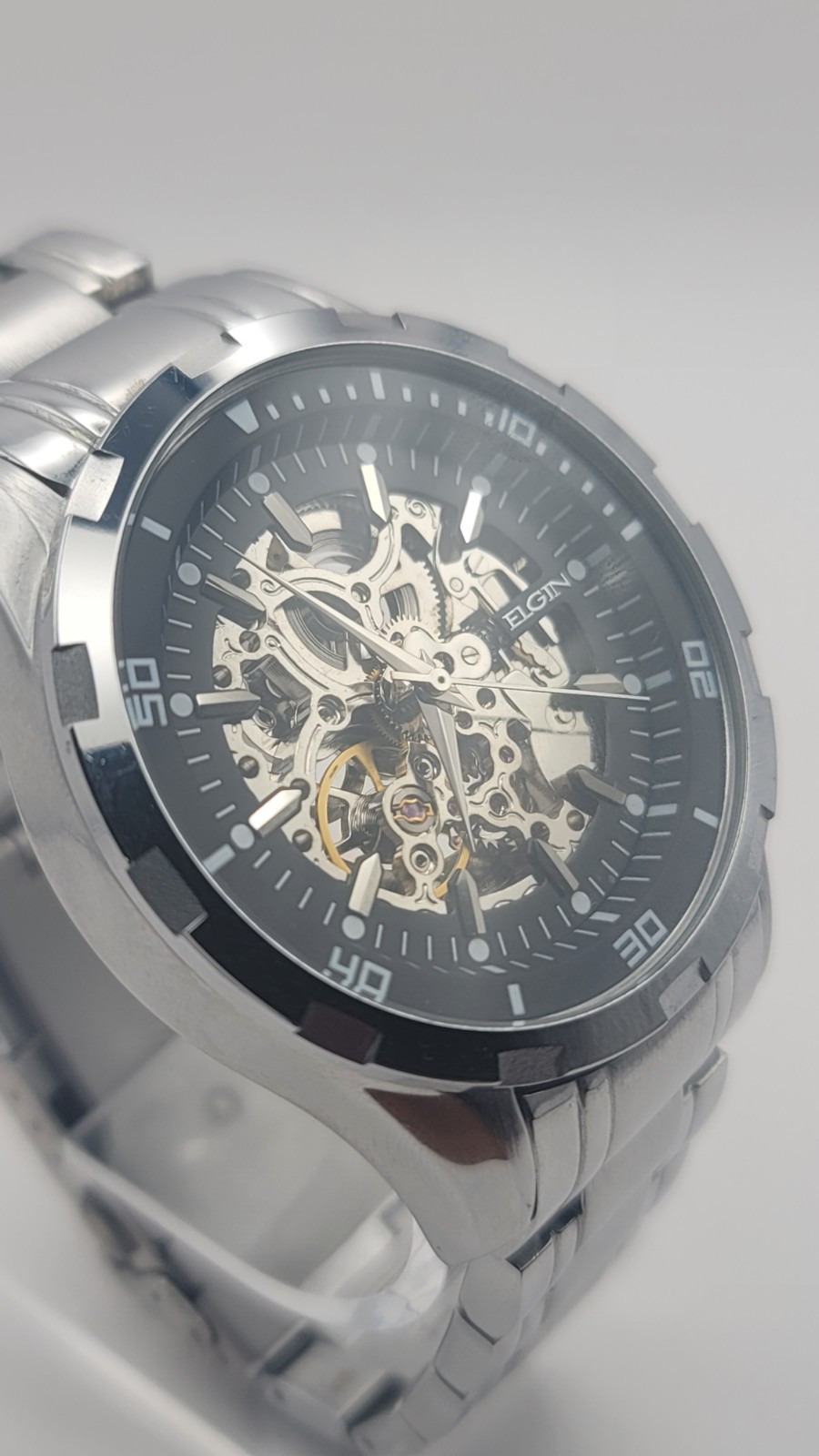Elgin Skeleton Automatic Watch Men’s FG8030 TY2807 Movement Stainless Steel
