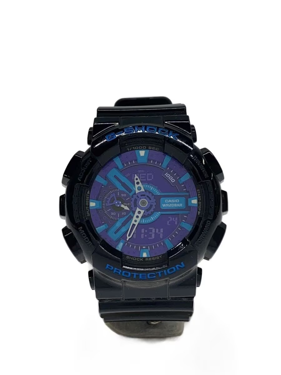 CASIO G SHOCK Quartz wristwatch Digital analog Rubber Blue Black GA 110HC 1AJF