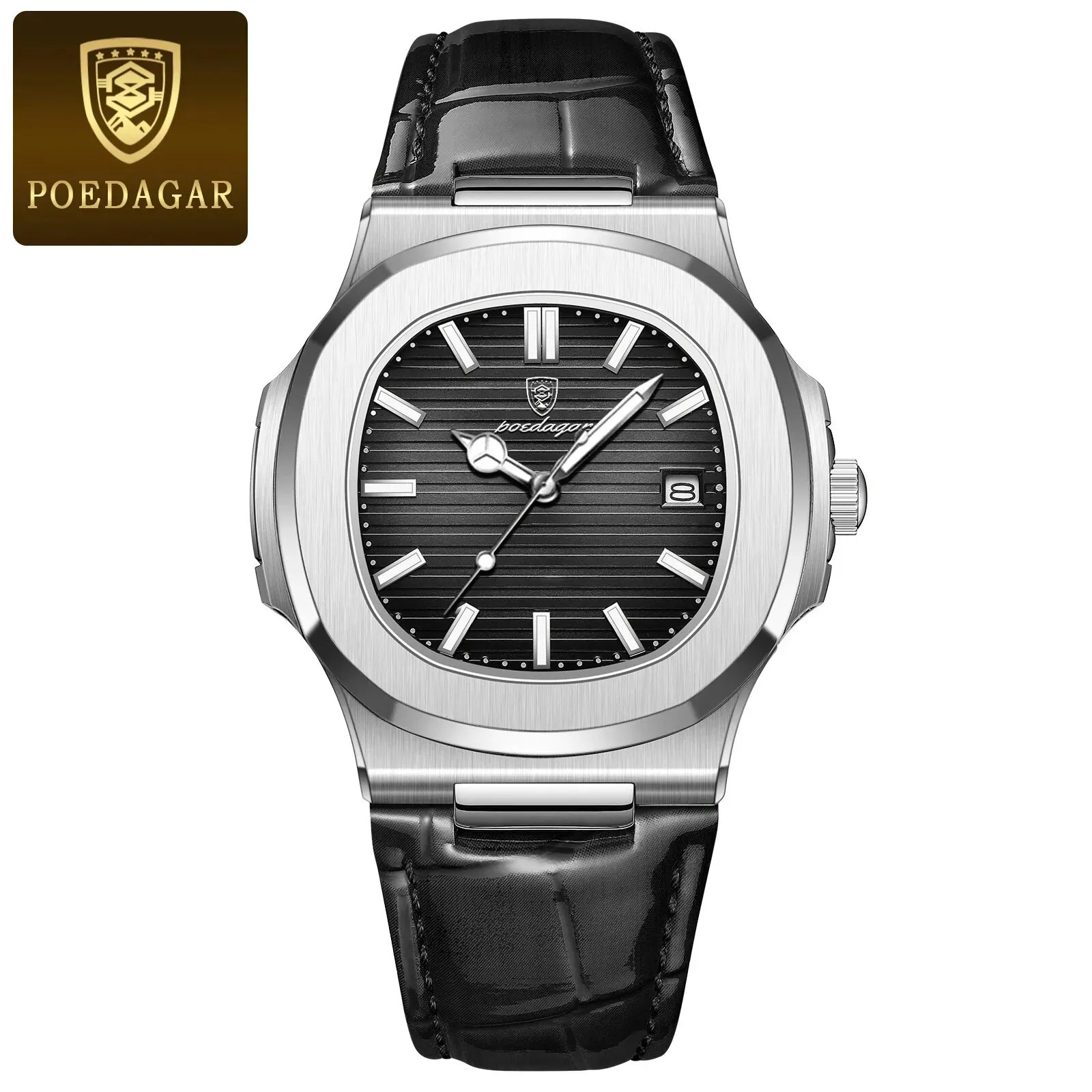POEDAGAR Luxury Men’s Quartz Watch Waterproof Luminous Leather Analog Wristwatch