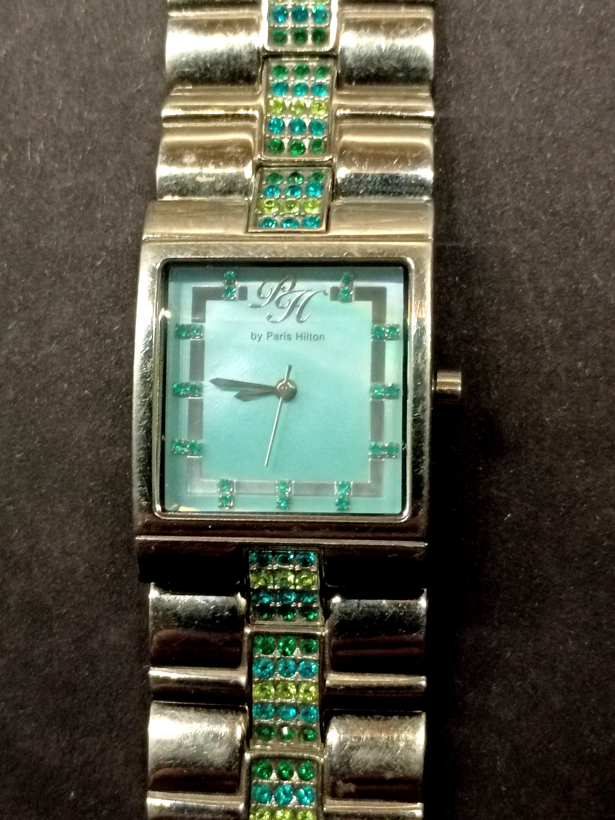 PH By Paris Hilton Bracelet Watch Iridescent Blue Green Oyster Dial New Battery