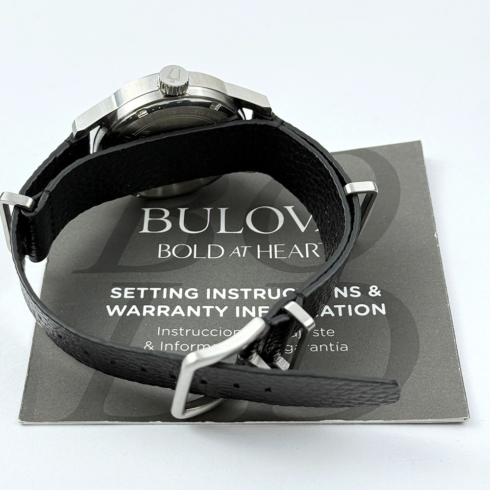 Bulova Men’s Hack Automatic Ivory Dial Black Leather Strap Watch 96A246