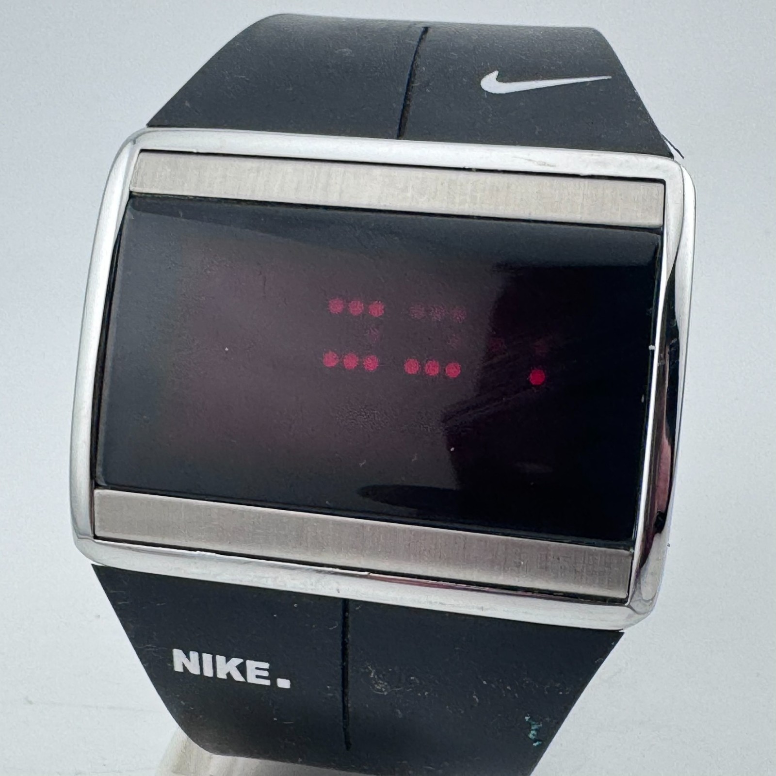 48″ Men Silver Black Rectangle Touch Red LED Digital Quartz Watch New Battery