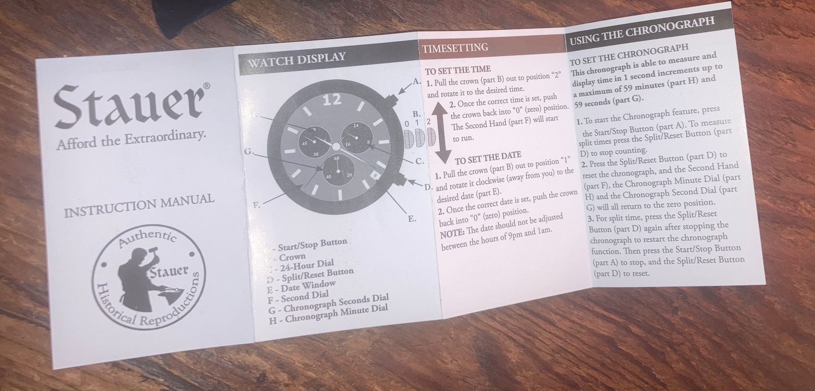 STAUER Jet-Setter Chronograph Watch – NEW in BOX