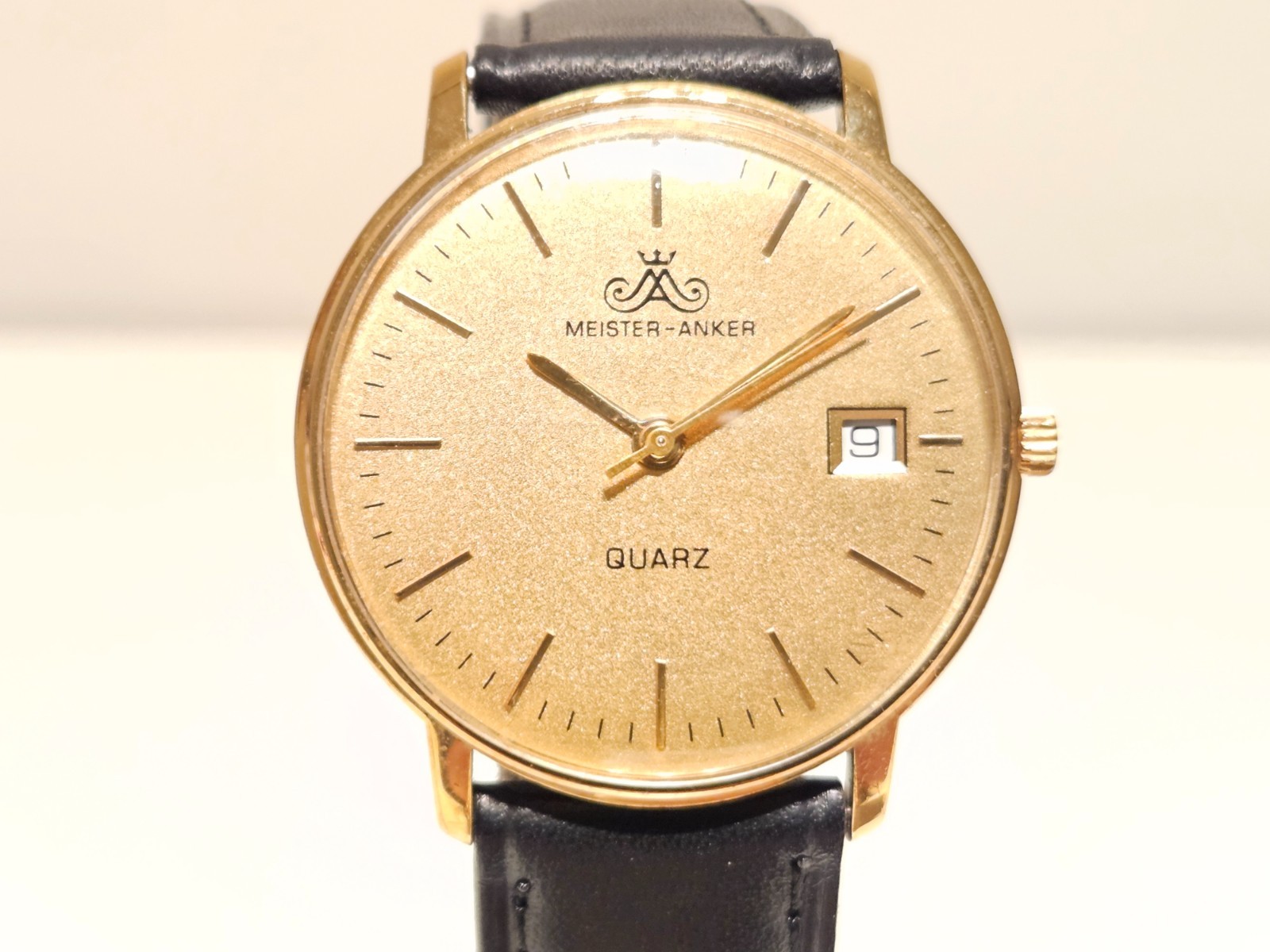 VINTAGE RARE LUXURY GOLD PLATED MEN’S GERMANY QUARTZ WATCH”MEISTER-ANKER”(RUHLA)