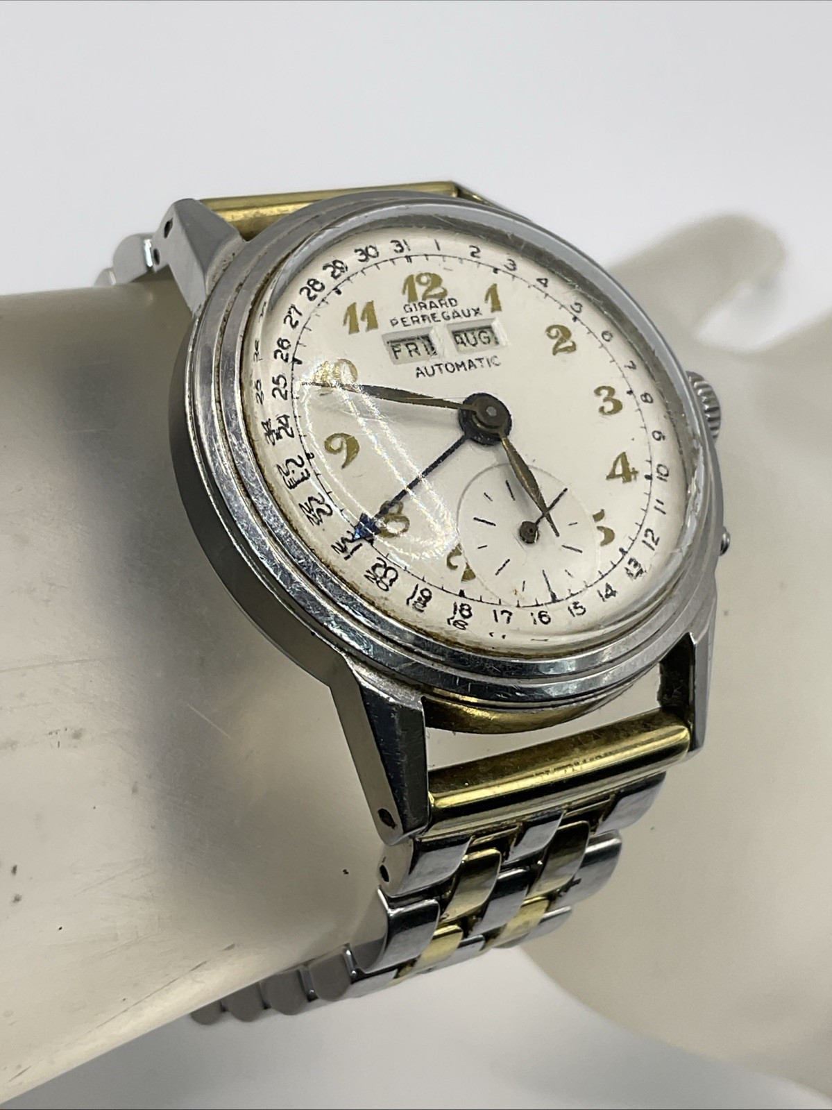 Girard Perregaux 6083 44BF Automatic Calendar 34mm Mens Watch REFINISHED DIAL