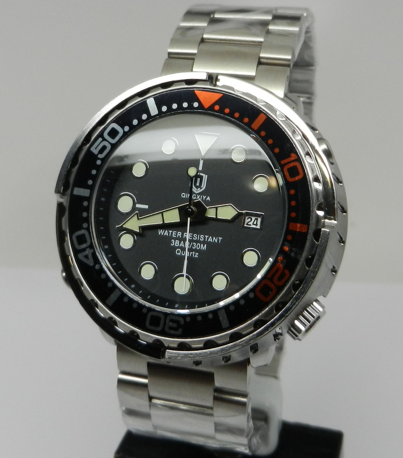 New Men’s Tuna Can Diver Style 47mm Watch 3bar/30 Meter Brushed Stainless Steel