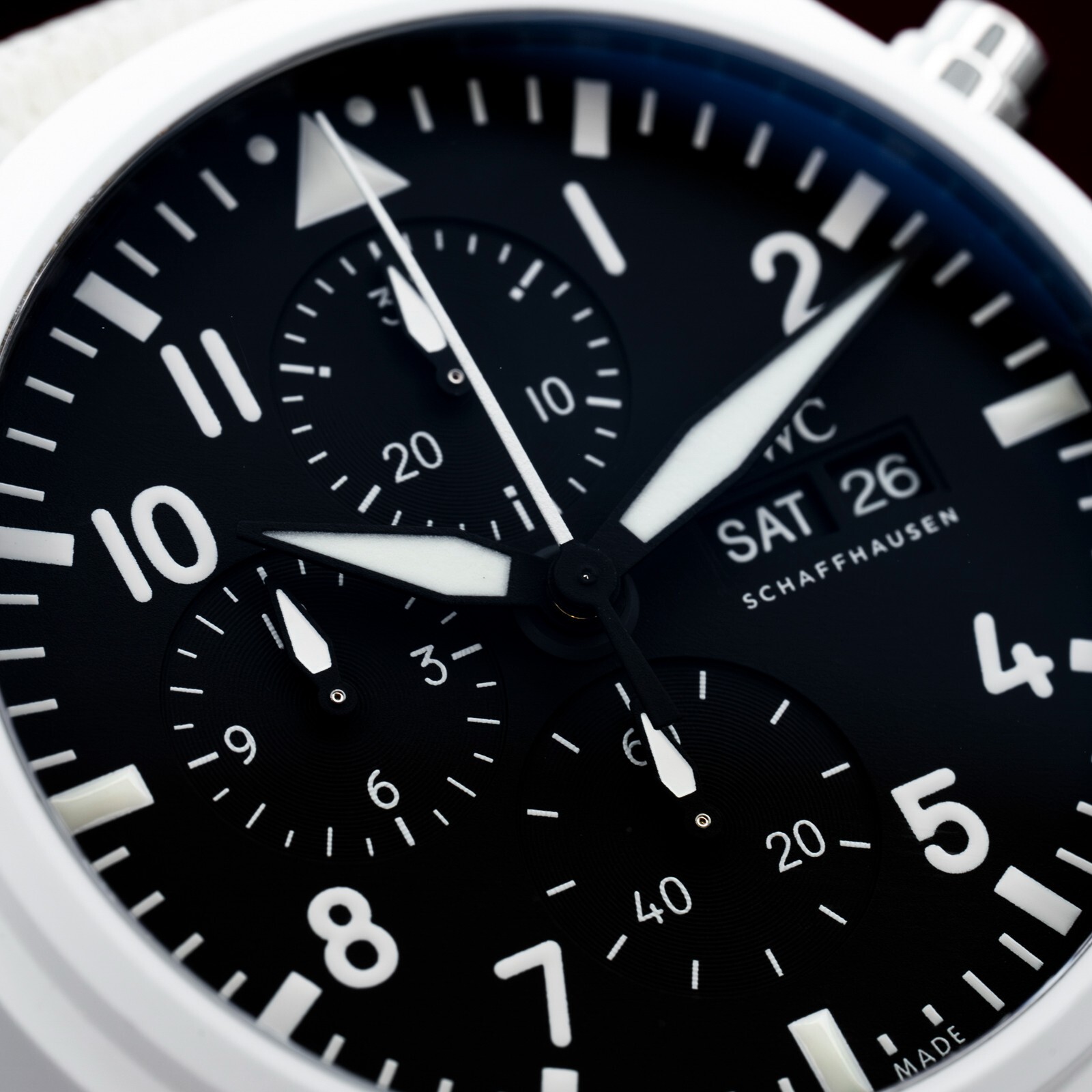 IWC Pilot’s Chronograph Top Gun Edition “Lake Tahoe” IW389105 White Ceramic MINT