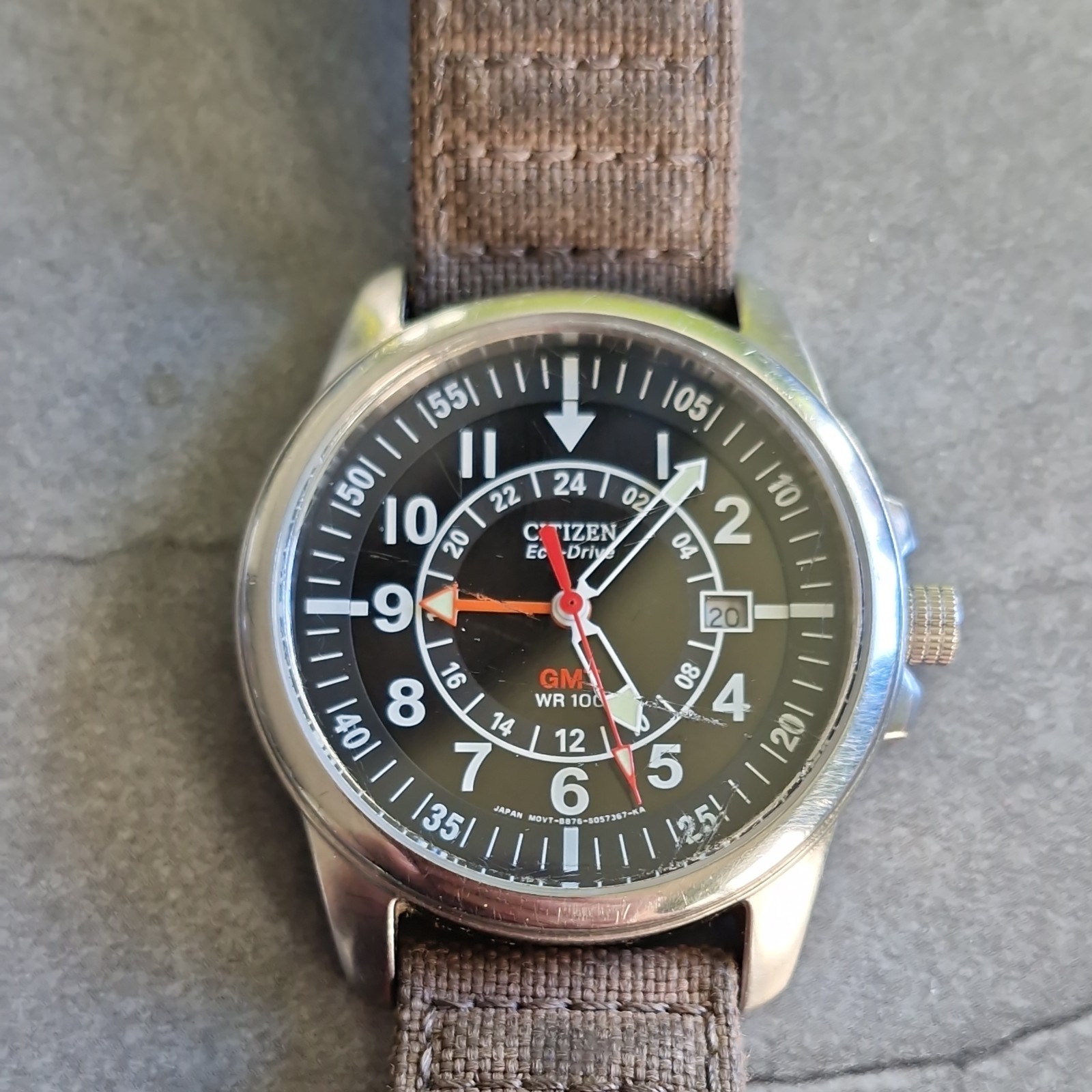 CITIZEN B876-S033900 Eco Drive GMT canvas strap