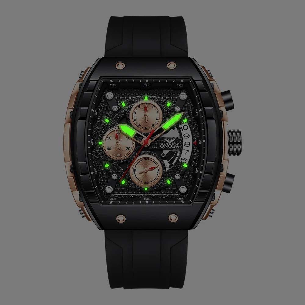 22.5mm Luxury Multifunctional Waterproof Numberless Quartz Silicone Men’s Watch