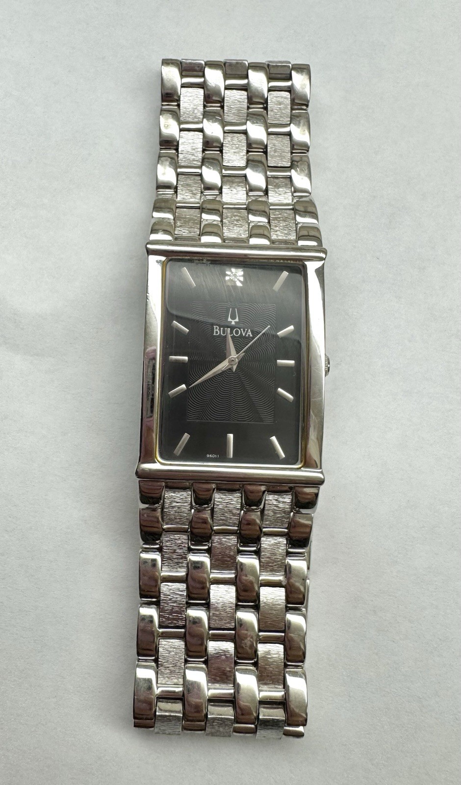 Bulova A7 Futuro Diamond Rectangle Stainless Steel 96D11 Watch