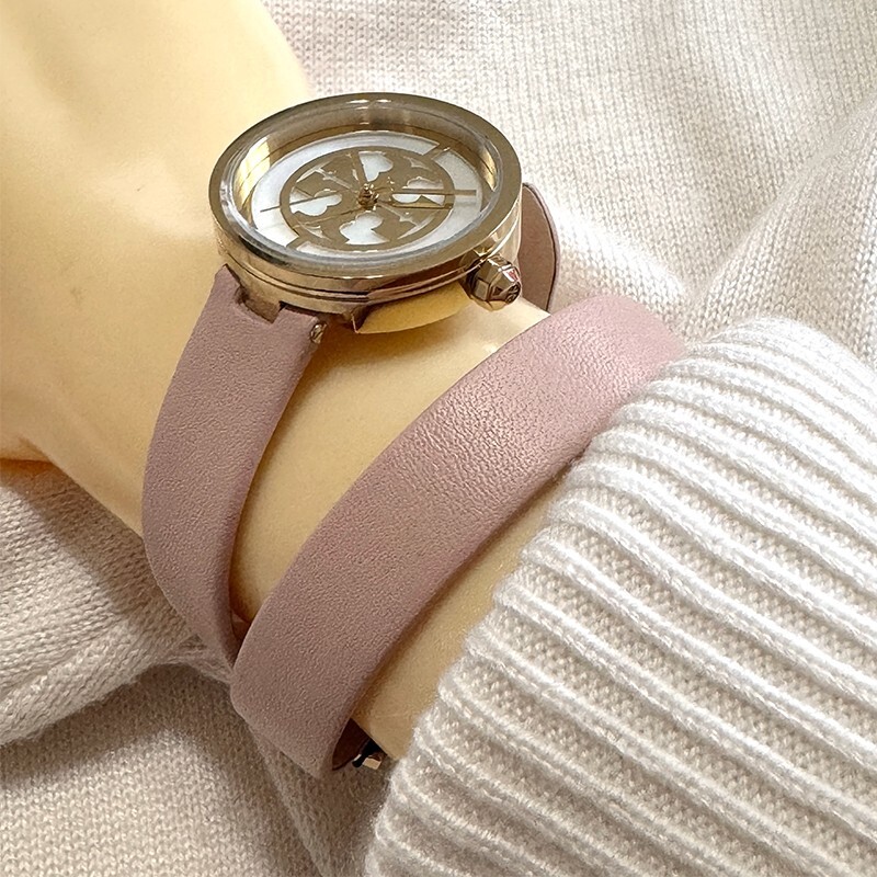 Tory Burch TBW4030 28mm Gold Stainless Steel Case Pink Leather Strap Ladies…