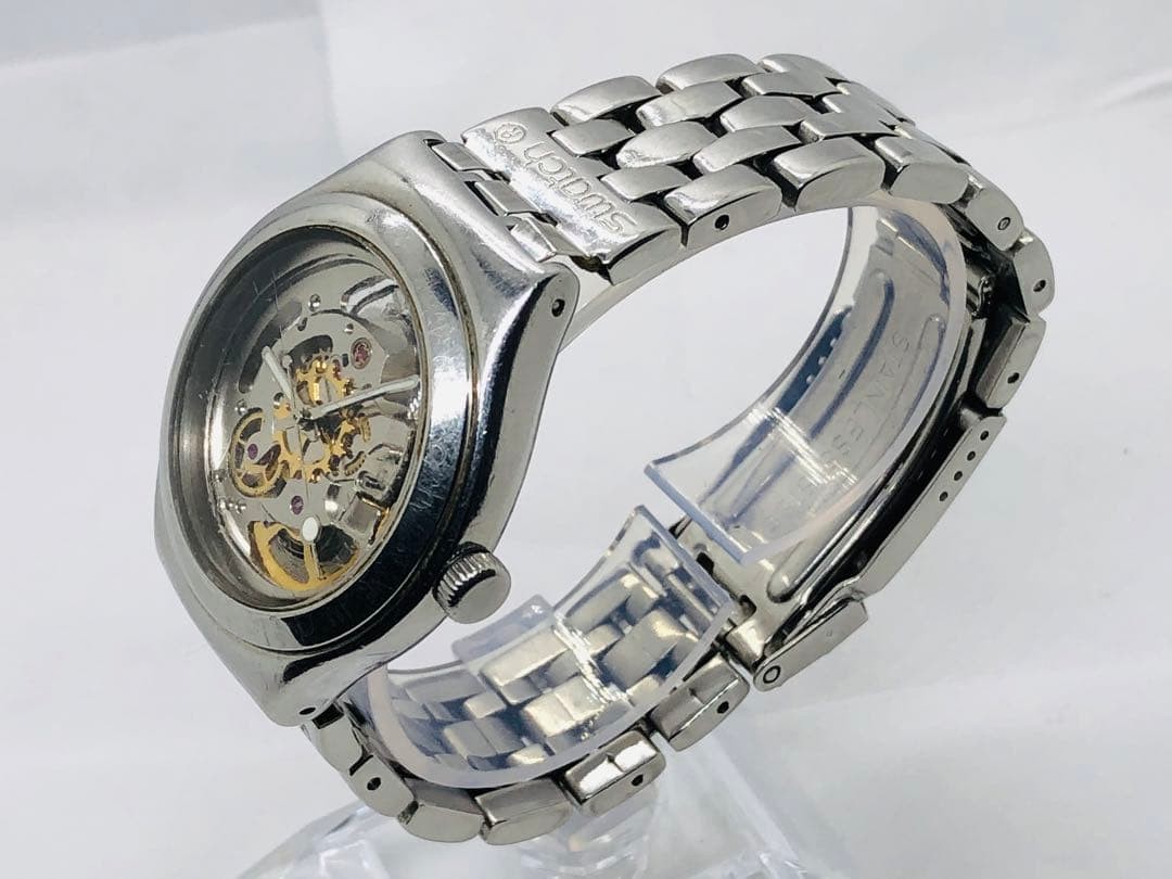 SWATCH Irony Skeleton Automatic Watch Running Clear Dial Stainless Steel #2828