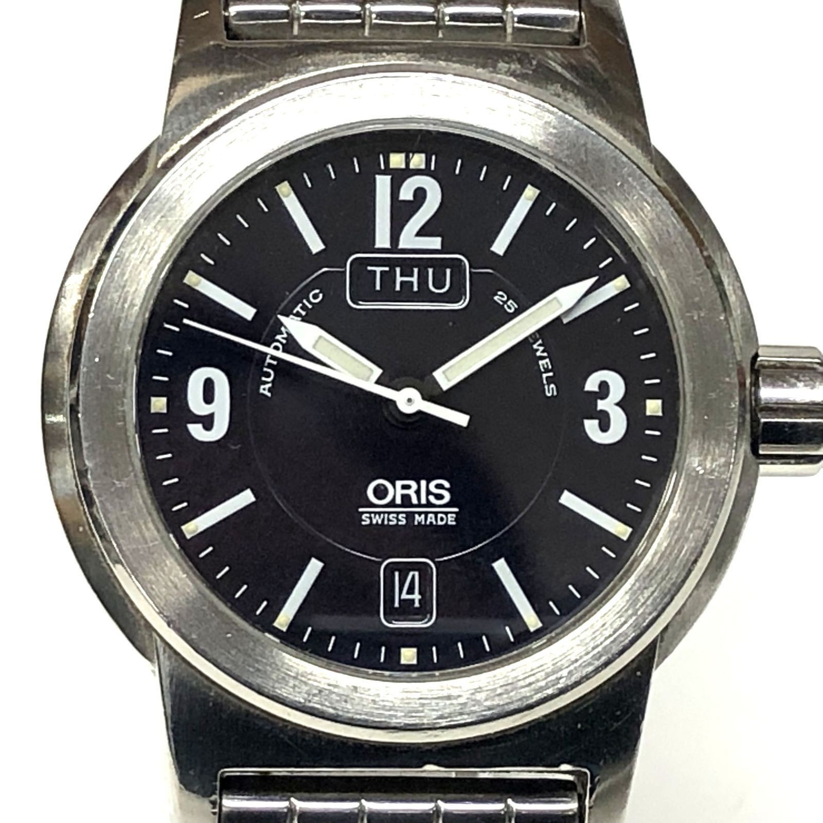 ORIS BC3 Big Crown 7500 Automatic Day Date 40mm Black Dial Display Back Watch