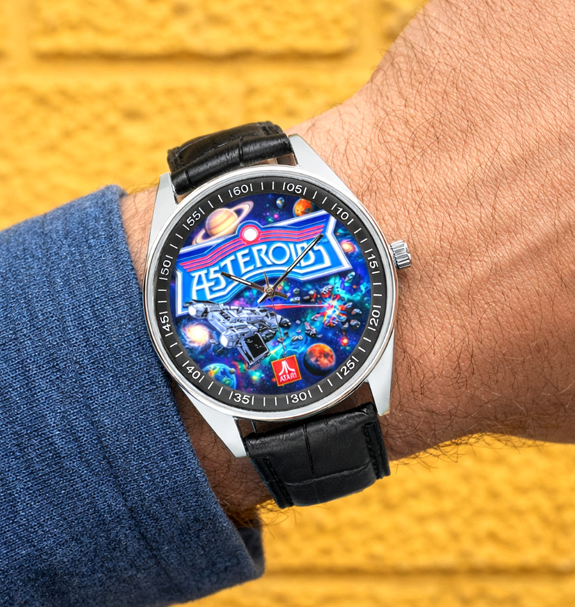 Atari Asteroids Retro Art Watch, 1979 Video Game Design, Unisex Quartz Timepiece