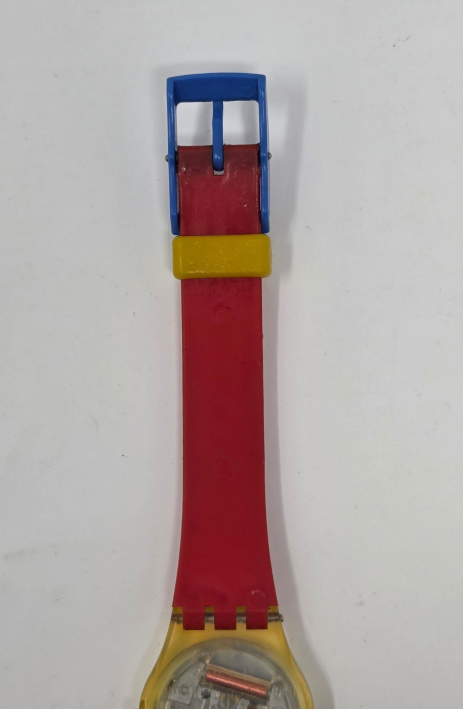 Vintage Swatch Watch Lady Frontloop LK110 1988 New Battery Red Blue 25mm
