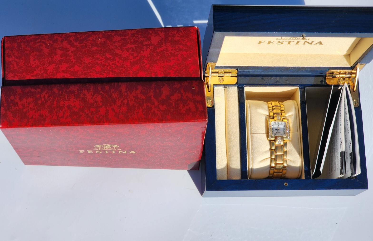 Festina Solid 18k Gold With Diamonds Wrist Watch 💎 Very Rare 50 Grams