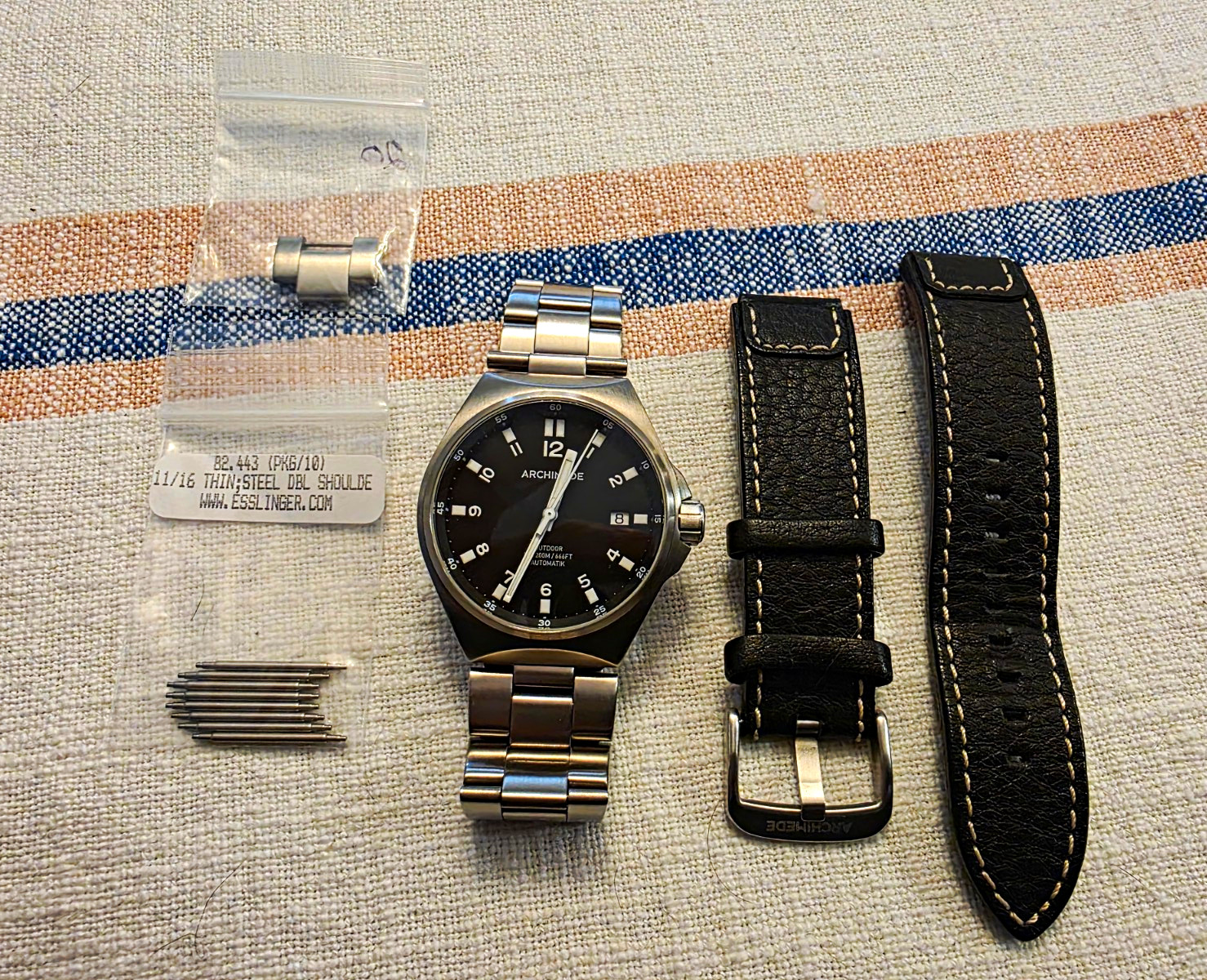 Archimede Outdoor Automatic Black Dial Sapphire 200m Date Steel Bracelet