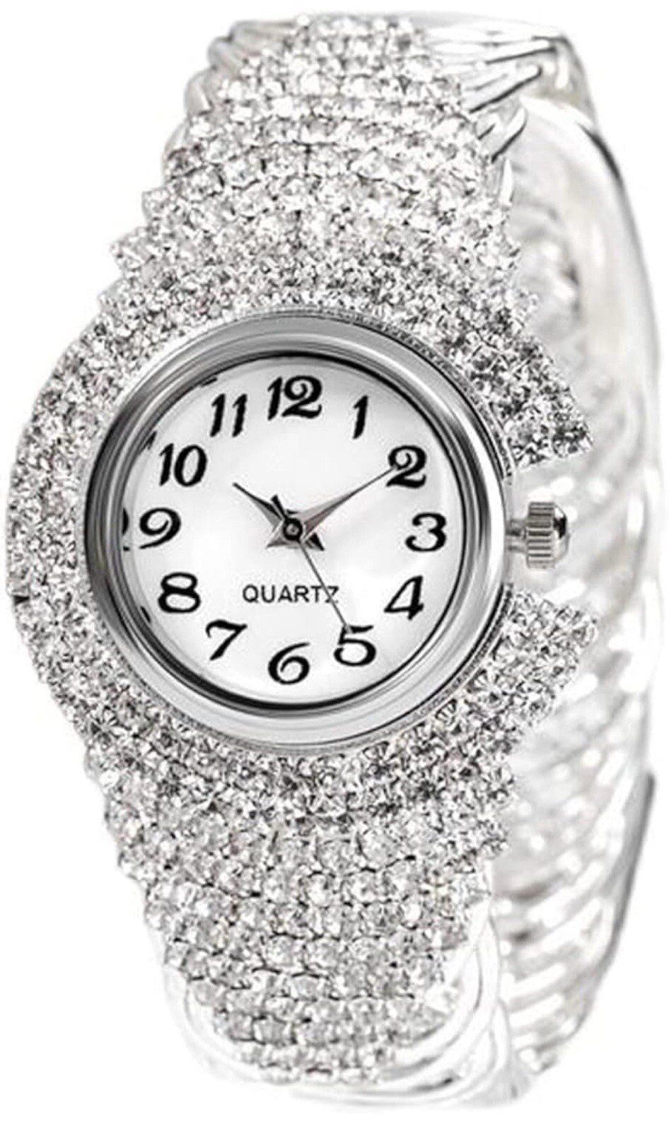 Women Girls Elegant Rhinestone Bangle Bracelet Round Dial Luxury Wristwatch