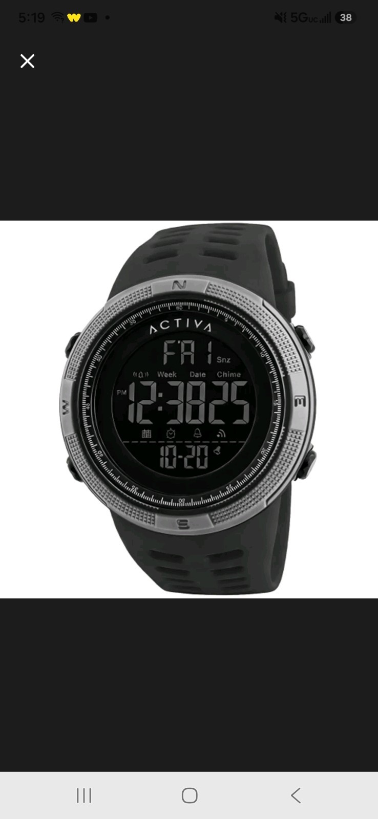 ACW1915-004 Invicta Activa Digital Sports Watch 50mm 100m Blck Gry Rubber Strap