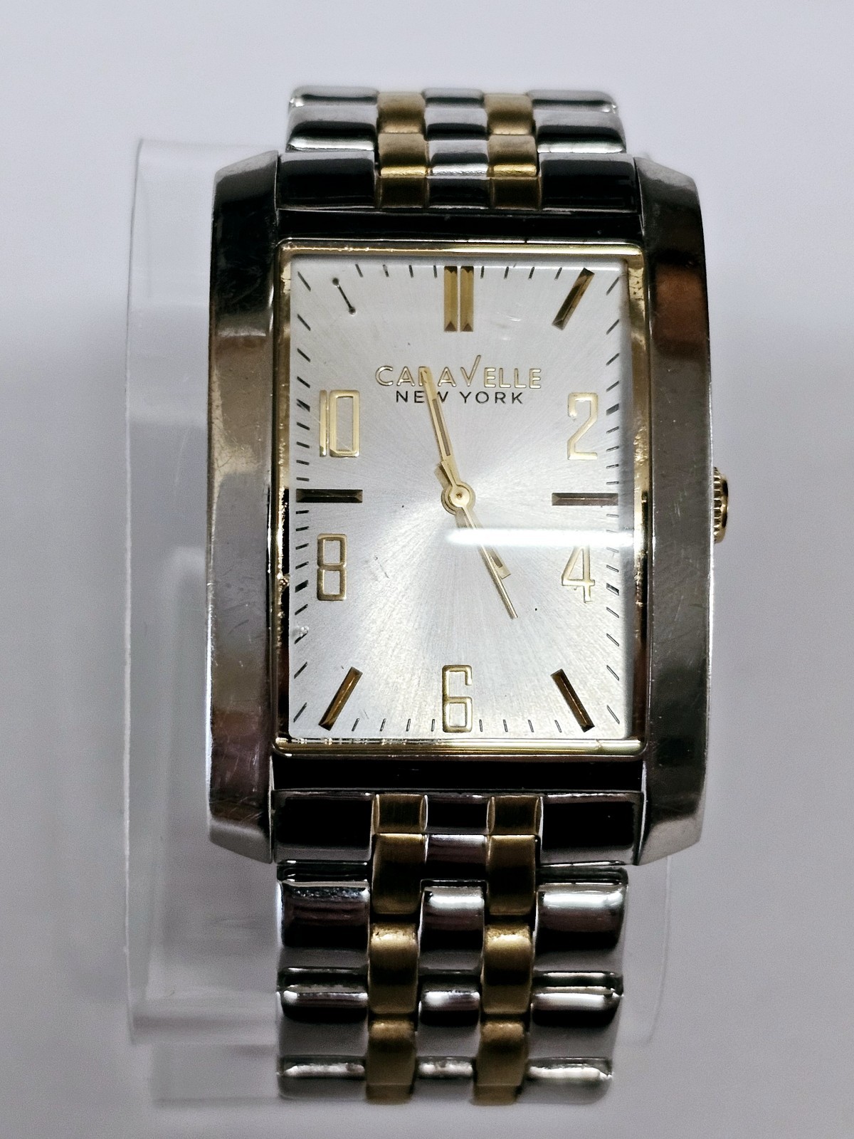 Caravelle By Bulova Tank Watch 45A123 Two Toned 32mm To Crown 40mm From Top.