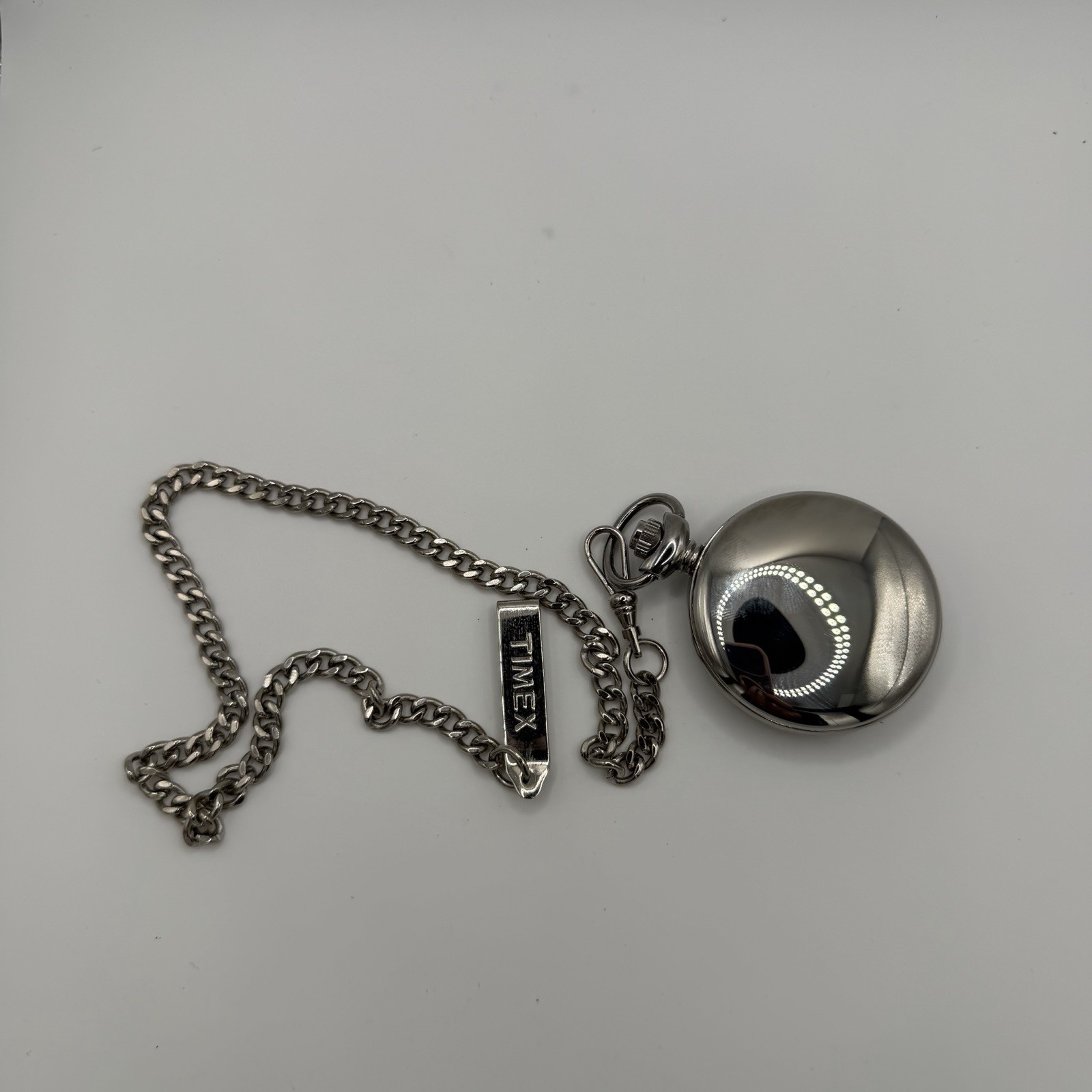 Timex Silver Tone Pocket Watch Working Condition Please Read