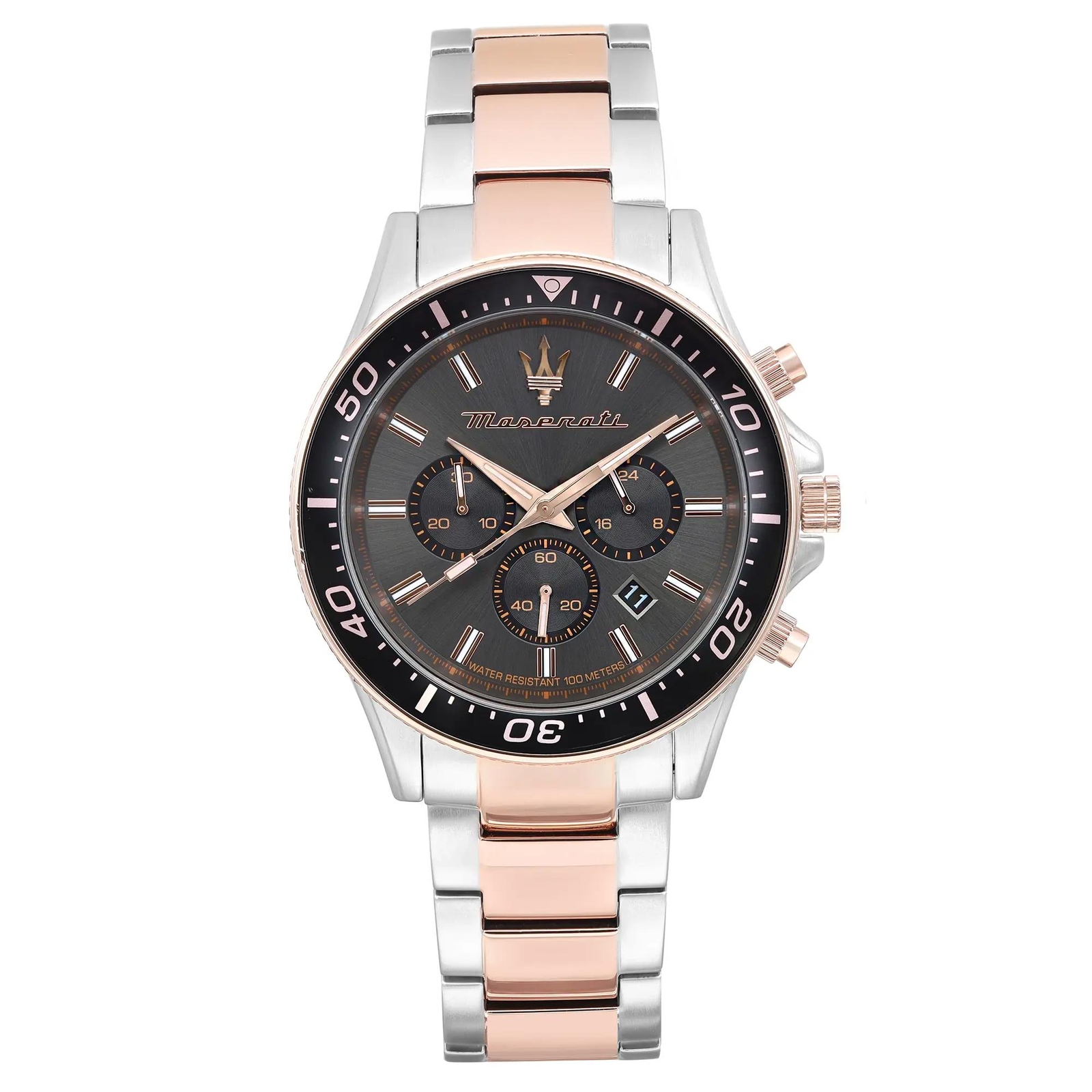Maserati Sfida 44mm Two-Tone Steel Black Dial Quartz Mens Watch R8873640002