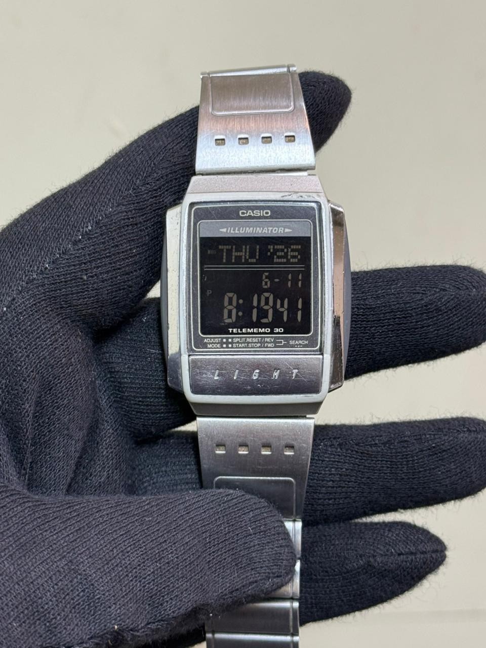 VINTAGE CASIO A210 1637 TELEMEMO MENS AUTOMATIC STAINLESS STEEL WATCH