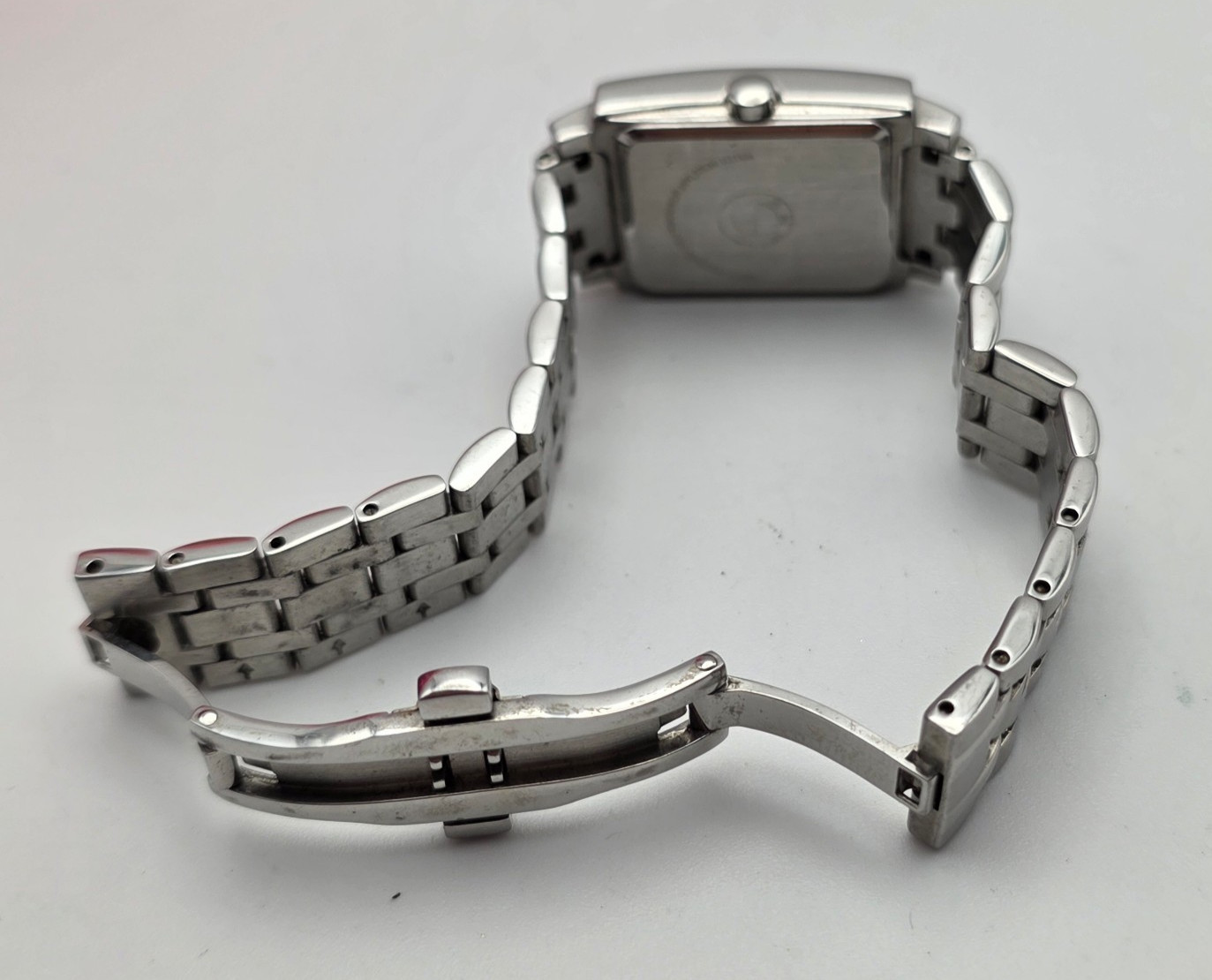 BMW Logo Rectangular Stainless Steel Bracelet Watch 5.5 In Wrist Silver Quartz