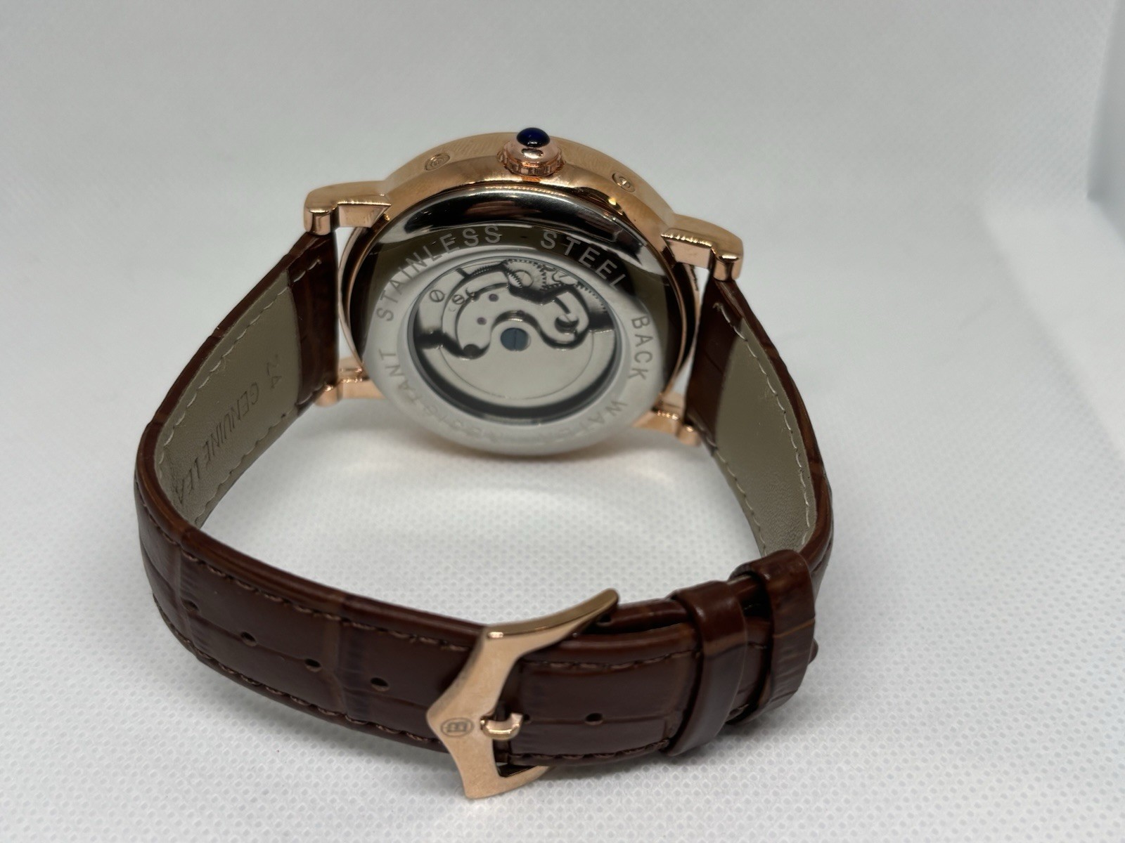 BIBI Automatic Tourbillon Rose Gold Roman Dial Leather Men’s Watch Box Papers