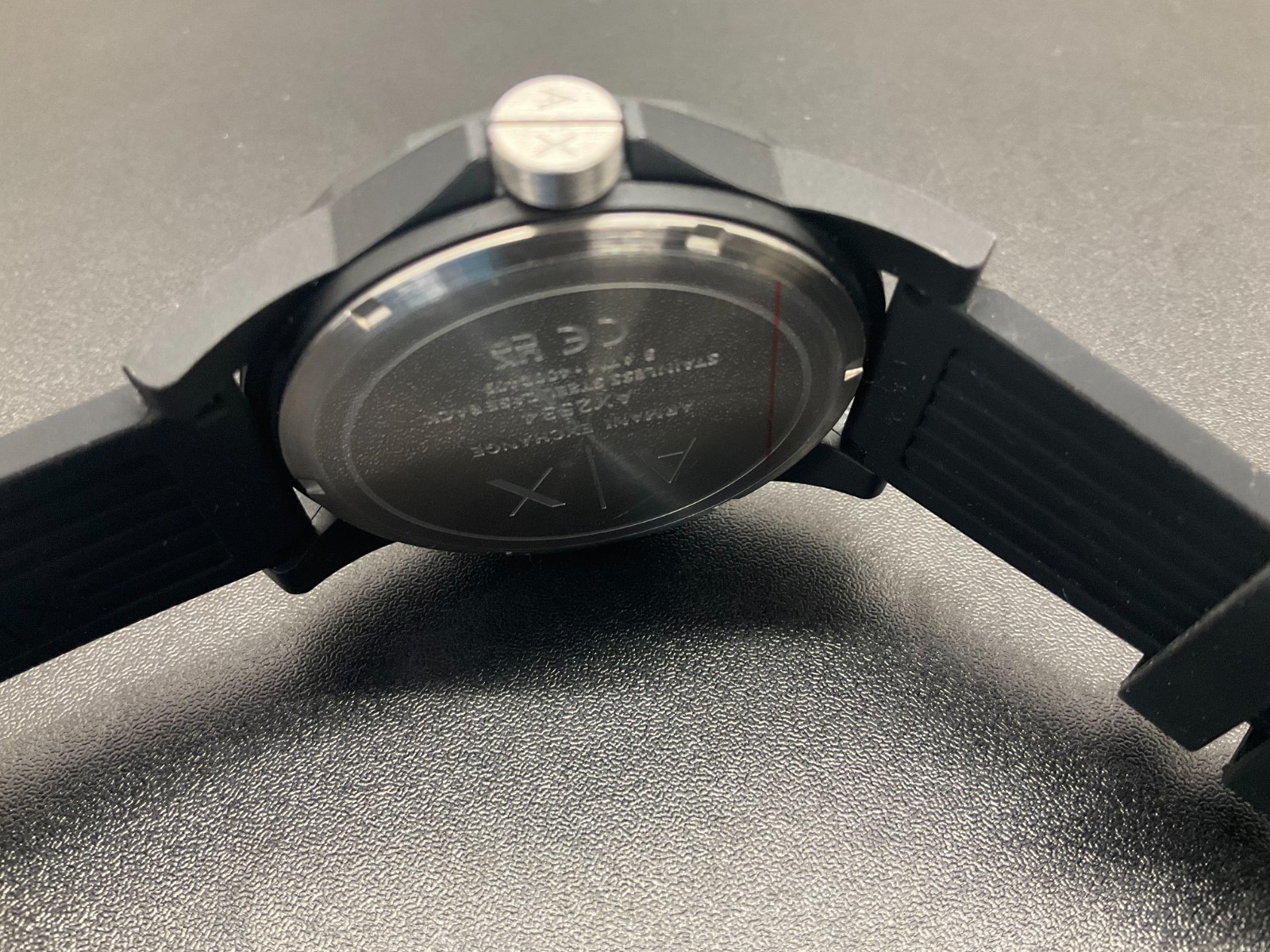 Armani Exchange Three-Hand Black Silicone Watch ax7159