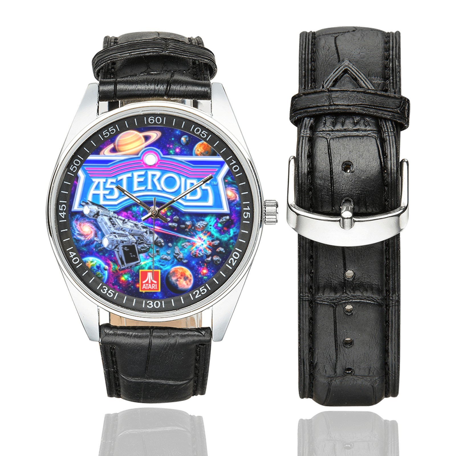 Atari Asteroids Retro Art Watch, 1979 Video Game Design, Unisex Quartz Timepiece