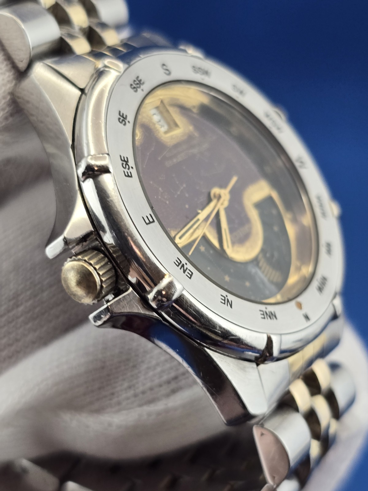 Krieger M882 Lunar Chronometer Celestial Dial Moon phase Compass Bezel Watch