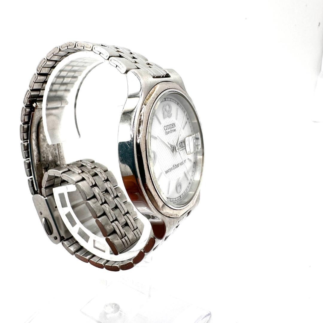 CITIZEN EcoDrive E100 Solar Powered Watch, Excellent Condition, White Guilloche
