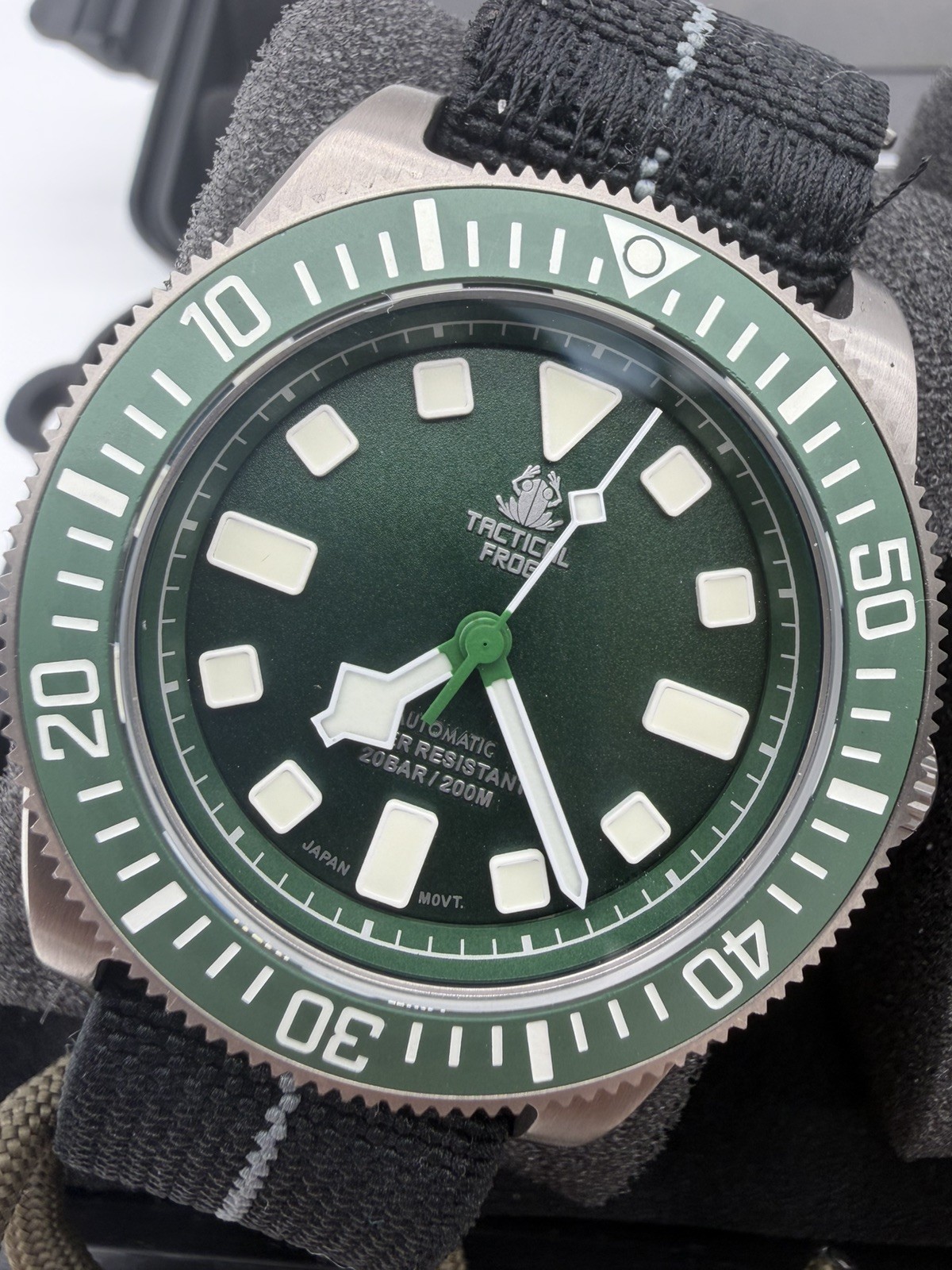 Tactical Frog Titanium NH35A Mechanical Watch Green Bezel Green Dial Fixed Lugs