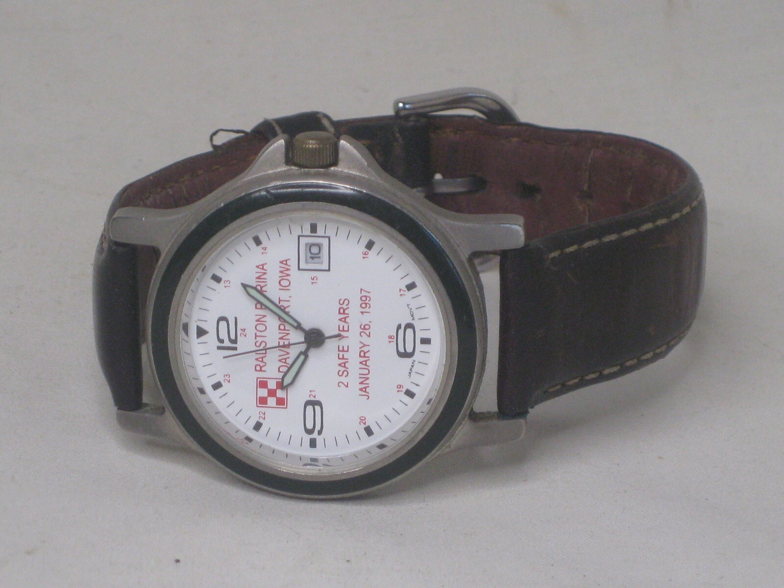 vintage RALSTON PURINA logo DAVENPORT 2 SAFE YEARS wristwatch award watch