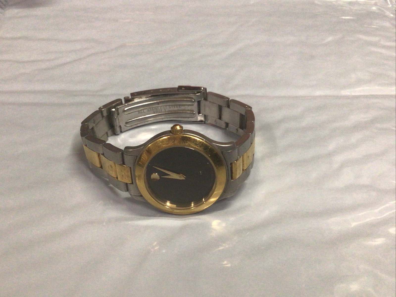 Vintage Movado Two Tone Gold Plated Numberless Stainless Steel Round 21.1mm