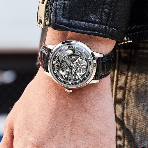Automatic Mechanical Watch Waterproof Skeleton Luxury Dial Men Men’s Strap