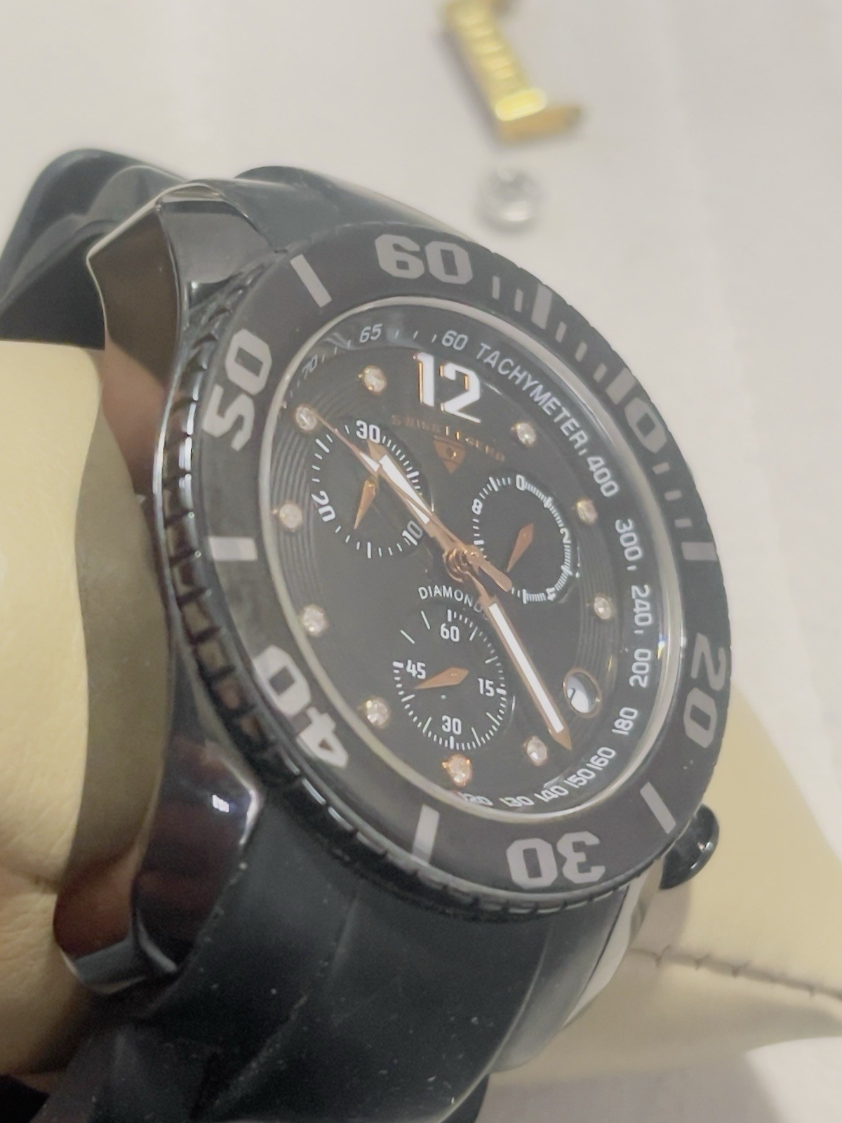 Swiss Legend Commander Diamonds Chronograph Black Ceramic Men’s Wristwatch