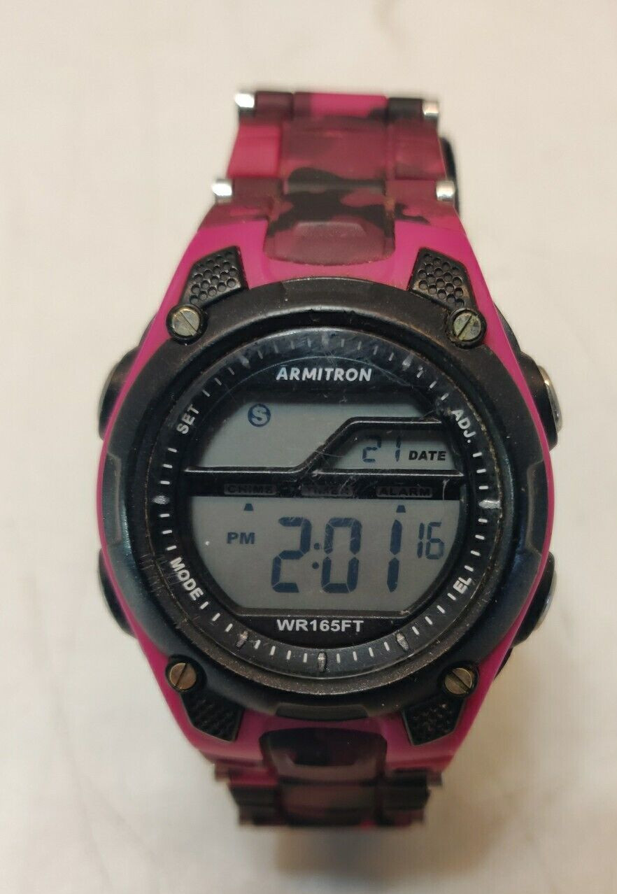Amitron Women’s Pro-Sport Digital Chronograph Pink & Black Camo Model # 45/6984
