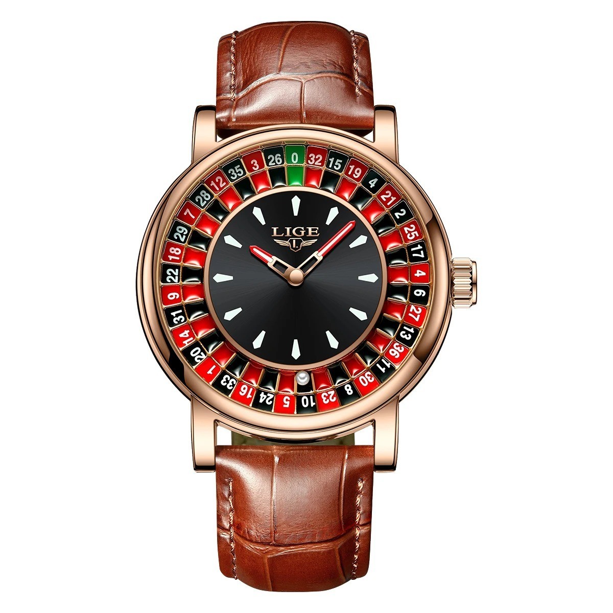 LIGE Fashion Men Watch Rotating Dial Las Vegas Roulette Desktop Theme Watch Men