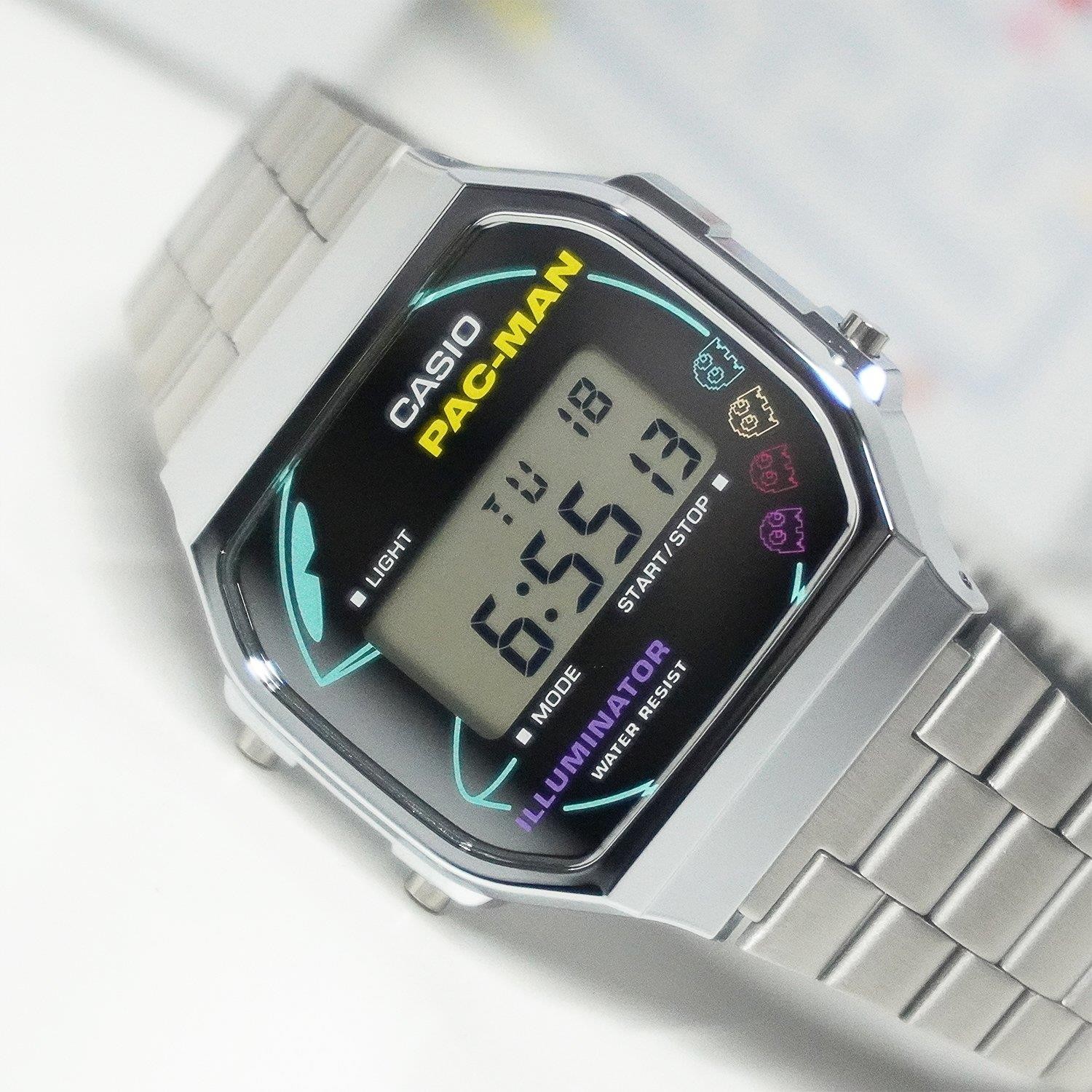 Casio A168WEPC-7A PAC-MAN Collaboration Digital Stainless Steel Fashion Watch