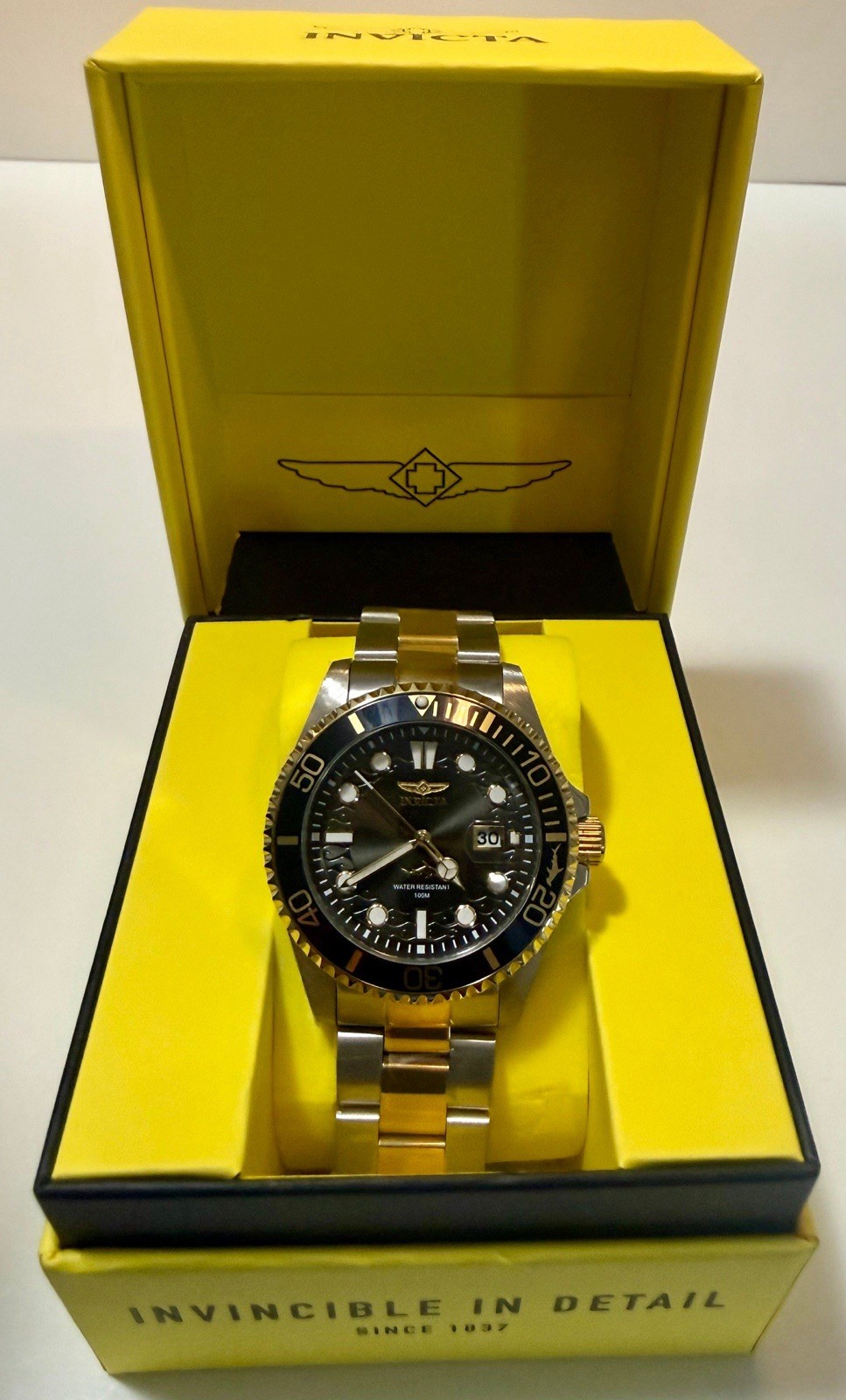 Invicta Men’s Pro Diver Watch 30023 With Silver/Gold Two Tone Black Face 43mm