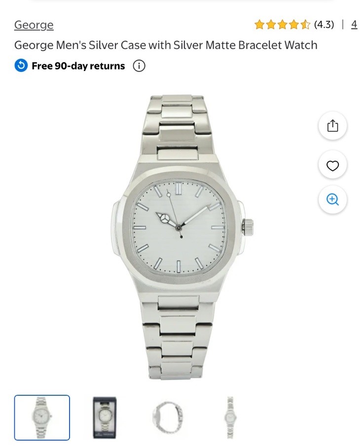 George Men’s Silver Case with Silver Matte Bracelet Watch