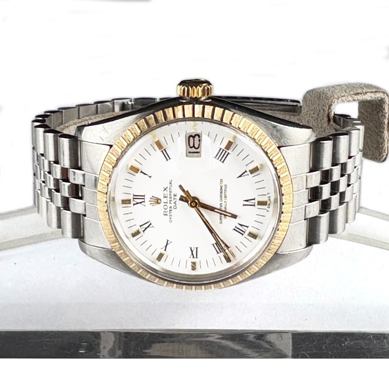 Men’s Rolex Date 34mm Buckley Dial Ref. 1505 Two Tone Watch Head – SS Band- 1979