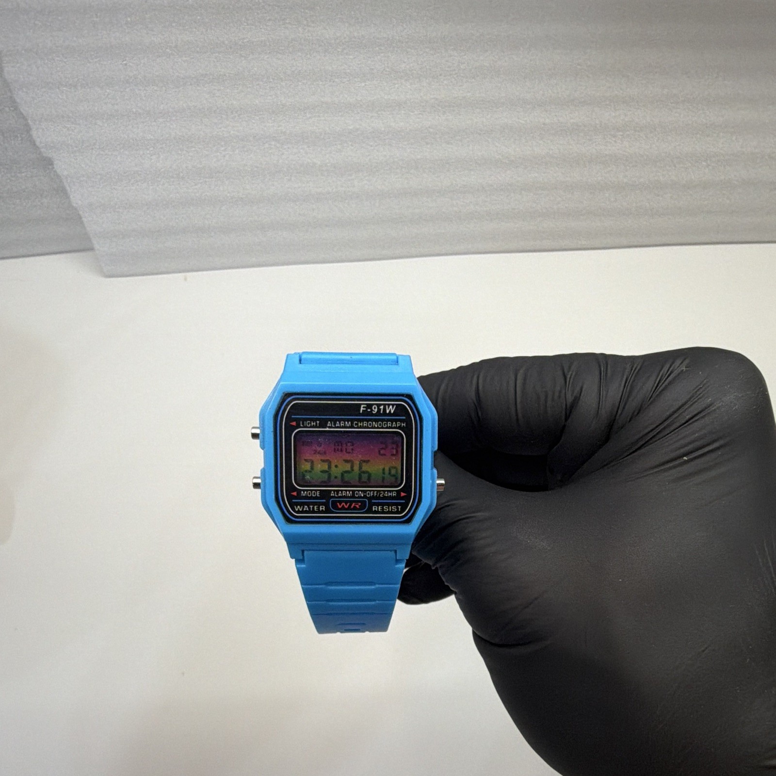 Casio F-91W “Skyline” Rainbow Gradient Lens