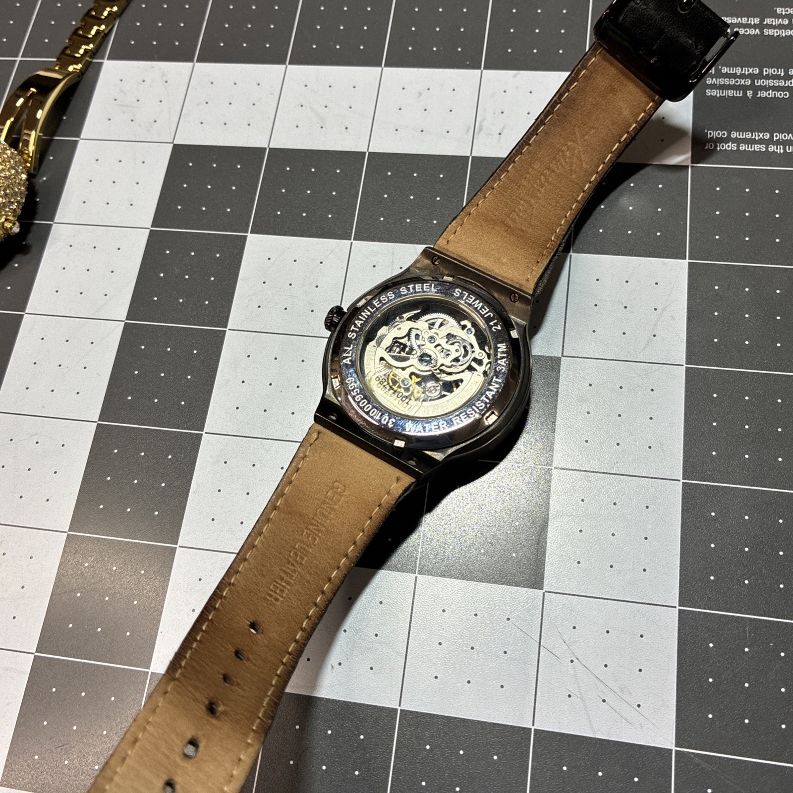 Kenneth Cole KC8048 Automatic Skeleton Men’s Watch Black Leather NIB