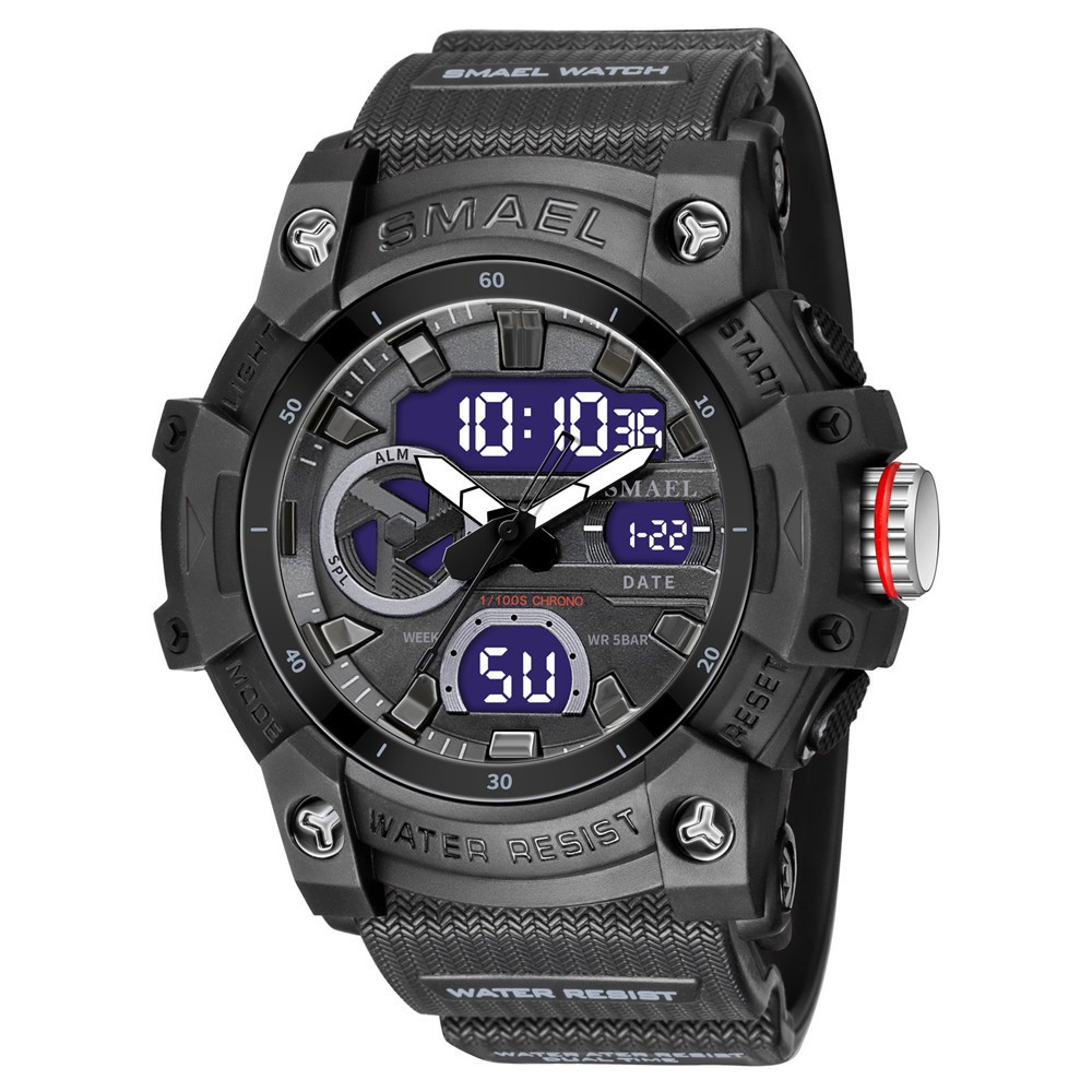SMAEL Men Watches Military Sport Watch Student Alarm Date Digital LED Wristwatch