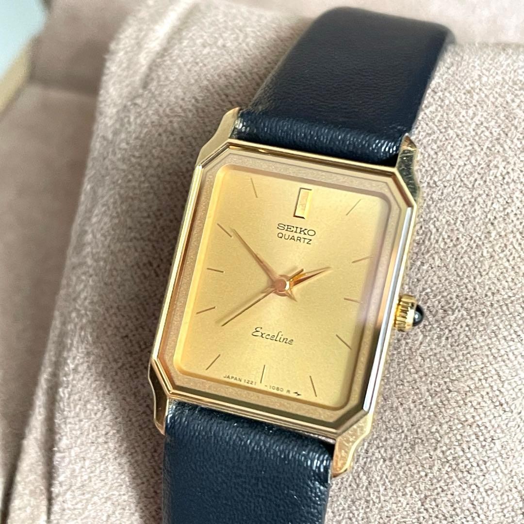 Working item condition SEIKO Excelline SGP30 Gold Case Wristwatch